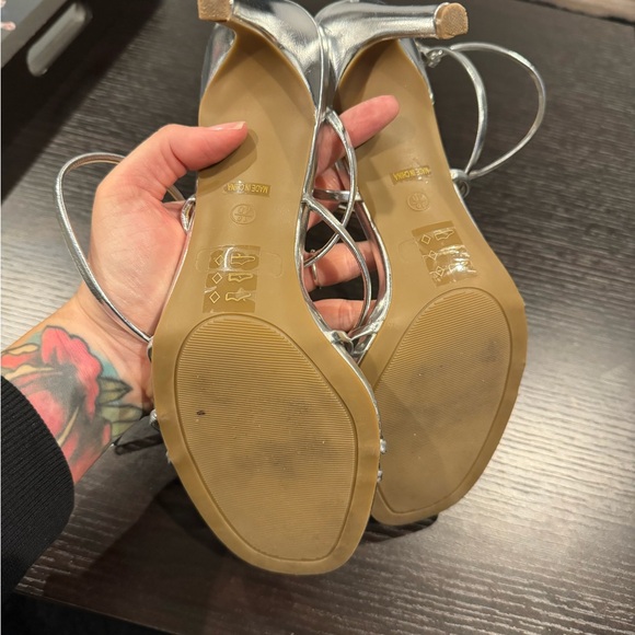 Silver Strappy 4” Heels - Picture 5 of 6